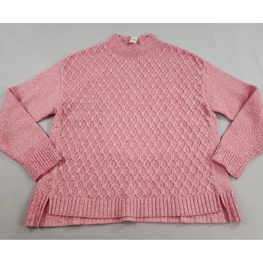 Talbots Sweater Womens XL Pink High Neck Marl Knit Cotton Blend 55120067 NEW
